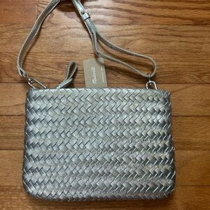 Madewell Silver Leather Crossbody Bag NWT